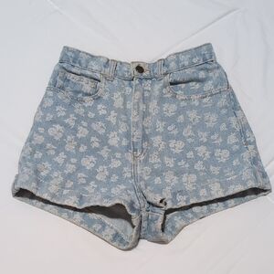 American Apparel Blue Floral Jean Shorts